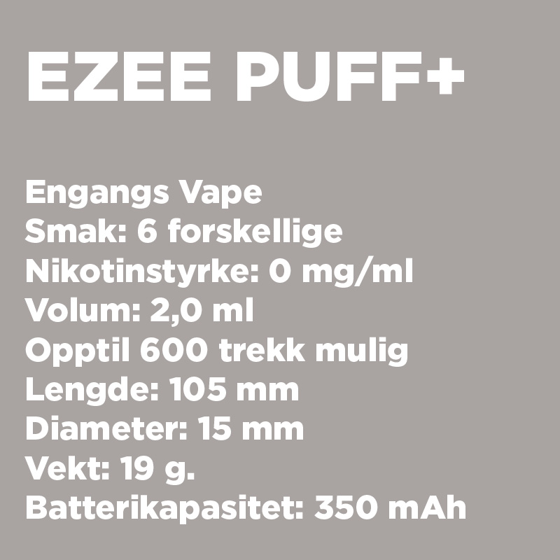 engangs vape penn 8 smaker e-sigarett nikotinfri ezee puff+