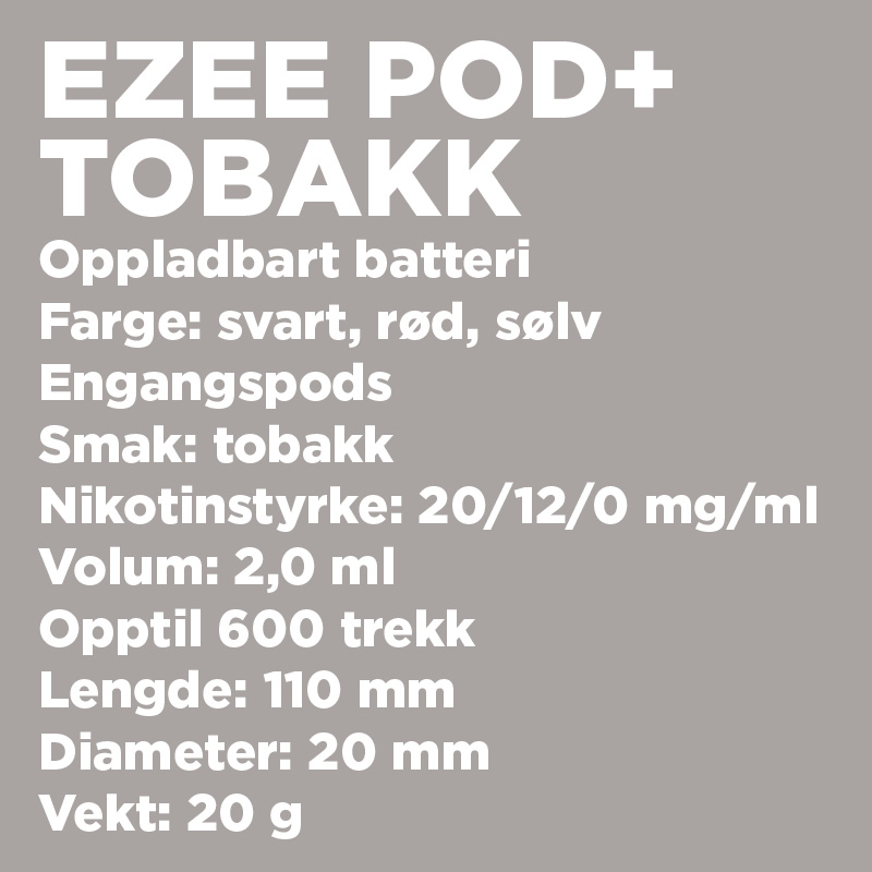 Ezee Pod+ Vape Startsett, Tobacco