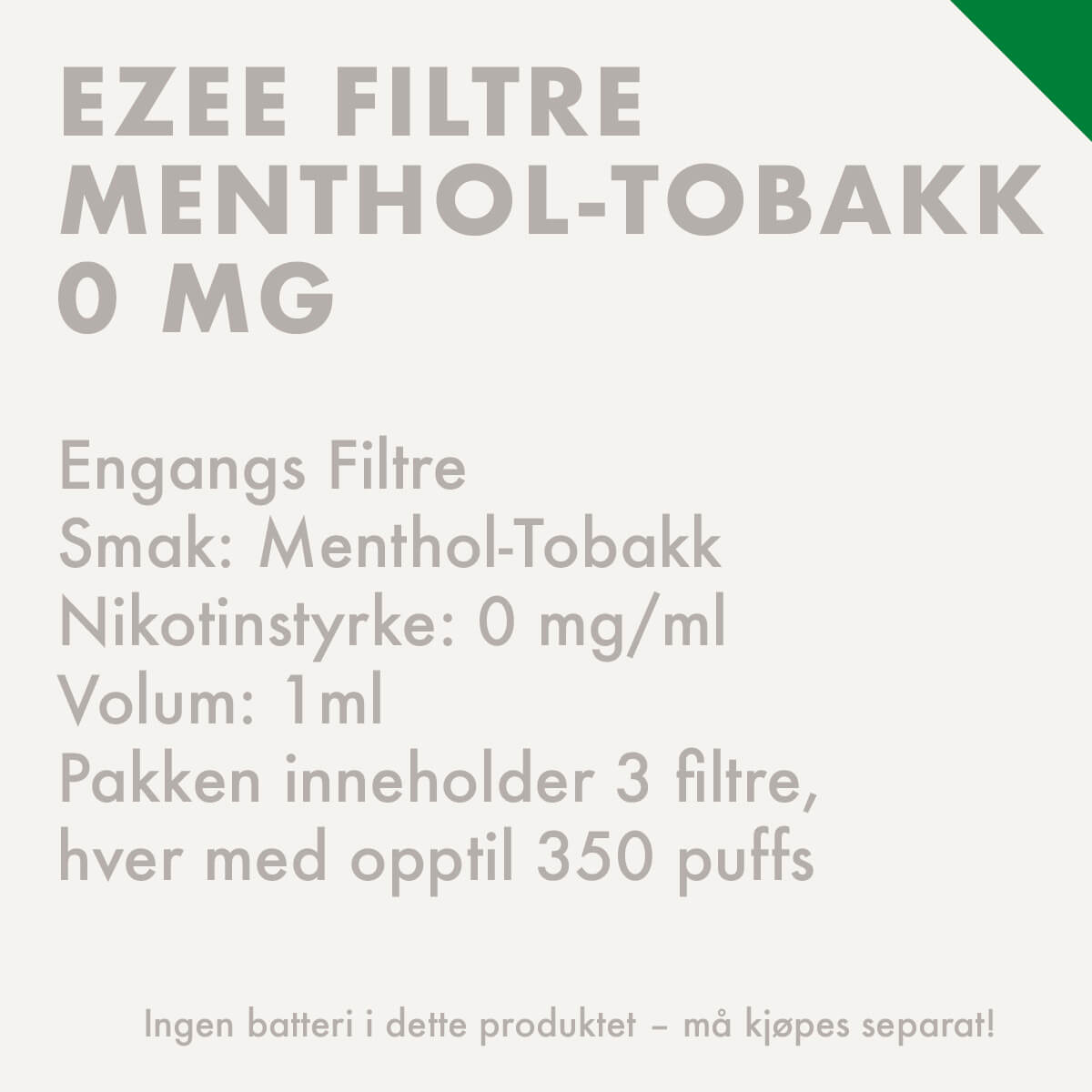 ezee e-sigarett filtre mentol uten nikotin 3 filtre