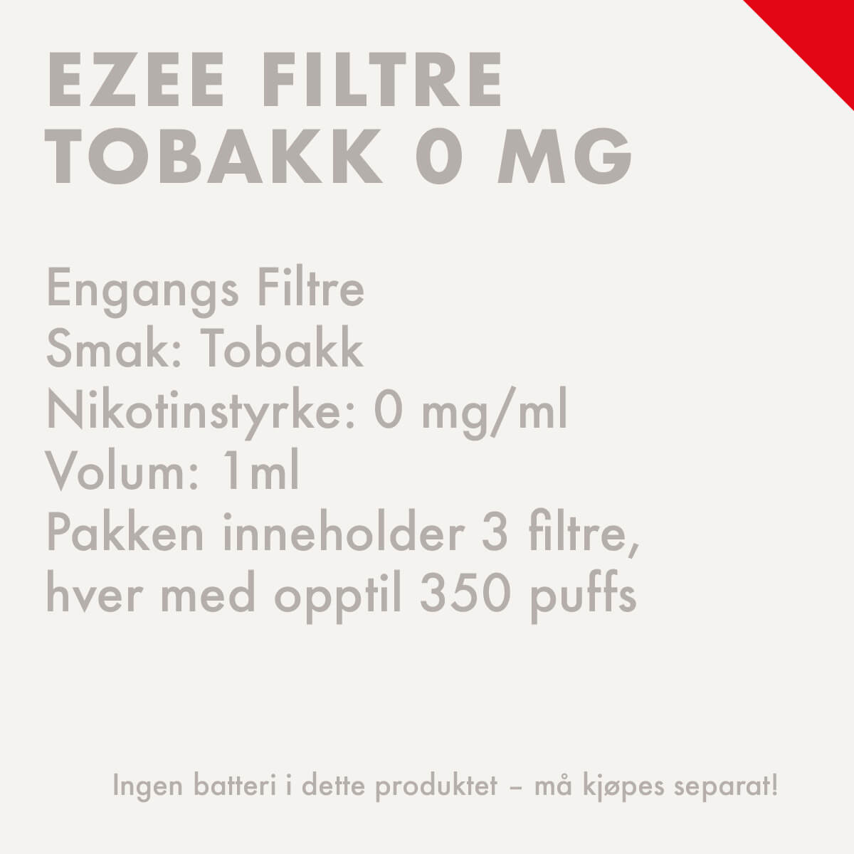 ezee e-sigarett filtre tobakk uten nikotin 3 filtre
